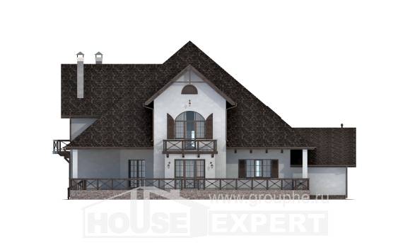 350-001-Л Проект двухэтажного дома мансардный этаж, гараж, большой дом из газобетона Курган, House Expert