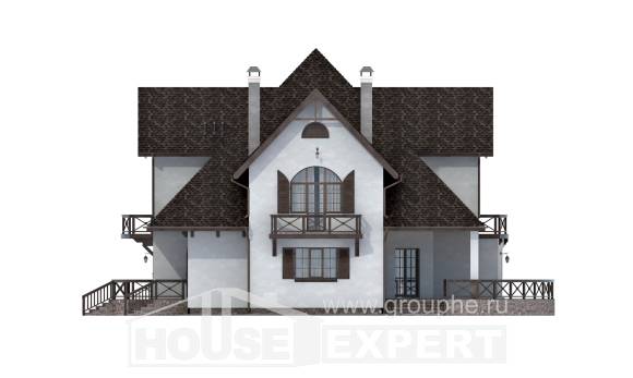 350-001-Л Проект двухэтажного дома мансардой, гараж, просторный дом из бризолита Шадринск, House Expert