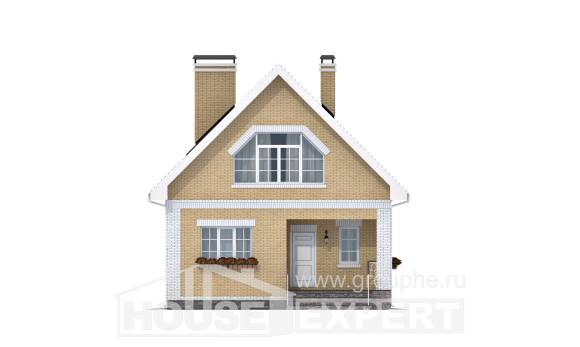 130-004-П Проект двухэтажного дома с мансардным этажом, уютный загородный дом из газобетона Далматово, House Expert