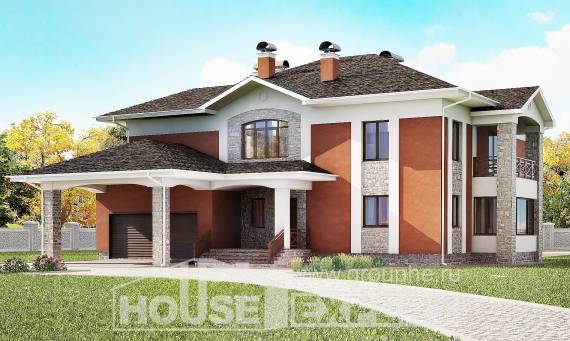 400-002-Л Проект двухэтажного дома, гараж, классический дом из кирпича Далматово, House Expert