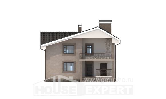 210-003-П Проект двухэтажного дома мансардой, простой домик из газобетона Курган, House Expert