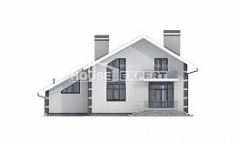 180-001-П Проект двухэтажного дома с мансардой, гараж, бюджетный коттедж из твинблока Шумиха, House Expert