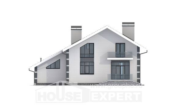180-001-П Проект двухэтажного дома с мансардой, гараж, бюджетный коттедж из твинблока Шумиха, House Expert