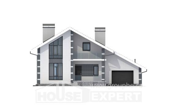 180-001-П Проект двухэтажного дома с мансардным этажом, гараж, классический загородный дом из поризованных блоков Далматово, House Expert