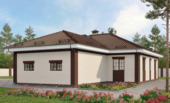 160-015-П Проект одноэтажного дома, гараж, бюджетный коттедж из блока Курган | Проекты домов от House Expert