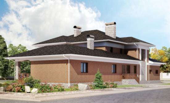 520-002-Л Проект трехэтажного дома и гаражом, просторный домик из теплоблока Шадринск | Проекты домов от House Expert