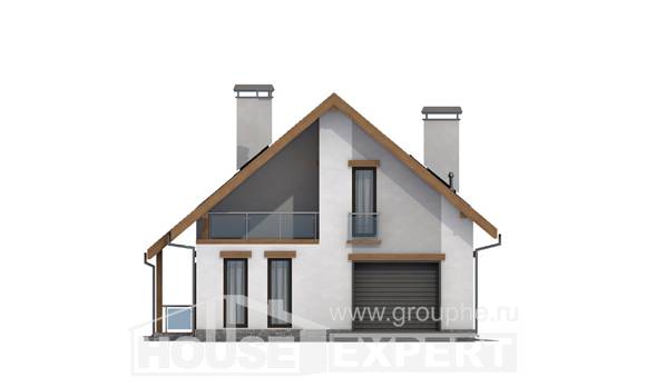 185-005-П Проект двухэтажного дома с мансардным этажом, гараж, просторный загородный дом из арболита Далматово, House Expert