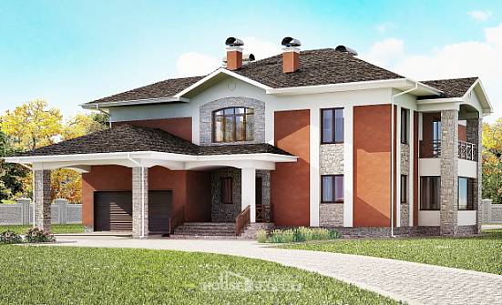 400-002-Л Проект двухэтажного дома, гараж, огромный дом из кирпича Далматово | Проекты домов от House Expert