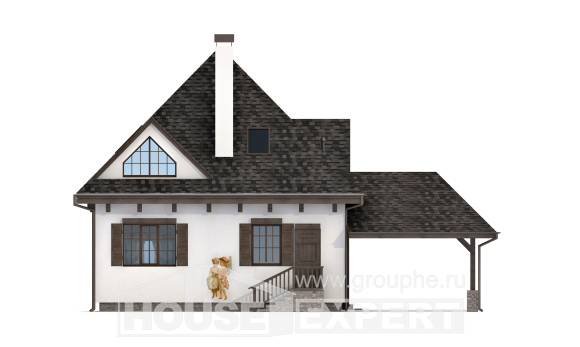 110-002-Л Проект двухэтажного дома с мансардой и гаражом, небольшой загородный дом из пеноблока Далматово, House Expert