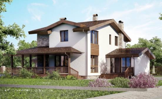 220-001-П Проект двухэтажного дома мансардой, гараж, просторный домик из арболита Шумиха | Проекты домов от House Expert