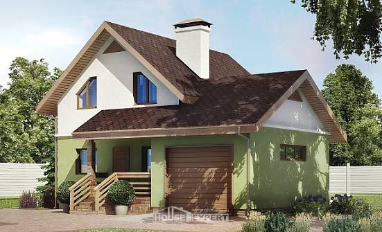 120-002-П Проект двухэтажного дома мансардой, гараж, красивый коттедж из газосиликатных блоков Курган | Проекты домов от House Expert