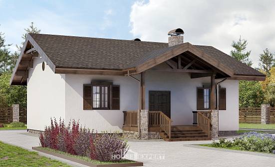 090-002-П Проект одноэтажного дома, красивый загородный дом из кирпича Шумиха | Проекты одноэтажных домов от House Expert