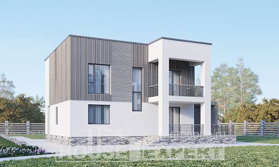 150-017-П Проект двухэтажного дома, бюджетный дом из пеноблока Далматово, House Expert