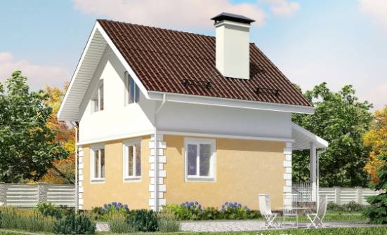 070-002-П Проект двухэтажного дома мансардой, простой коттедж из газосиликатных блоков Шумиха | Проекты домов от House Expert