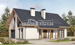 185-005-П Проект двухэтажного дома мансардой, гараж, простой дом из бризолита Далматово, House Expert