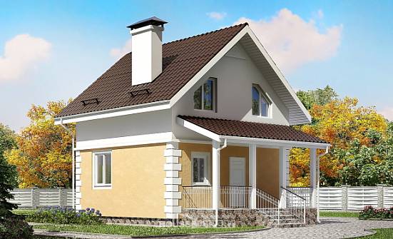 070-002-П Проект двухэтажного дома мансардой, простой коттедж из газосиликатных блоков Шумиха | Проекты домов от House Expert