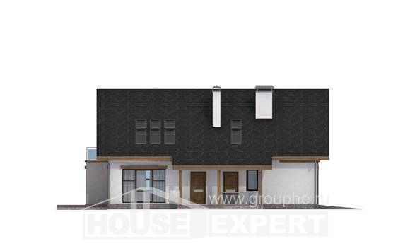 185-005-П Проект двухэтажного дома мансардный этаж, гараж, средний коттедж из керамзитобетонных блоков Далматово, House Expert