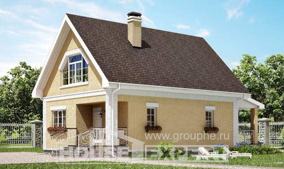 130-004-П Проект двухэтажного дома мансардный этаж, небольшой домик из блока Шумиха, House Expert
