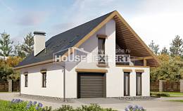 185-005-П Проект двухэтажного дома с мансардным этажом, гараж, красивый коттедж из арболита Шумиха, House Expert