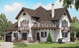 350-001-Л Проект двухэтажного дома мансардой, гараж, классический загородный дом из блока Шадринск, House Expert