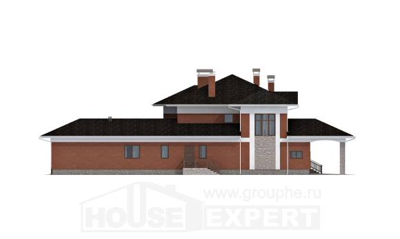 400-002-Л Проект двухэтажного дома и гаражом, уютный загородный дом из кирпича Далматово, House Expert