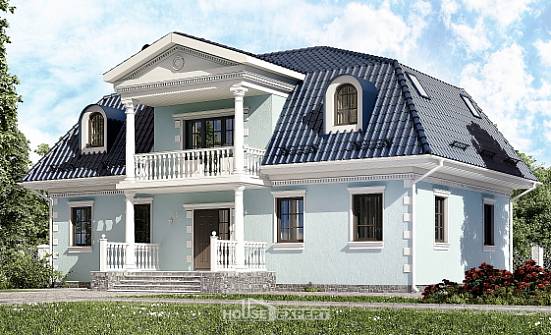 210-004-Л Проект двухэтажного дома мансардой, красивый коттедж из теплоблока Шадринск | Проекты домов от House Expert