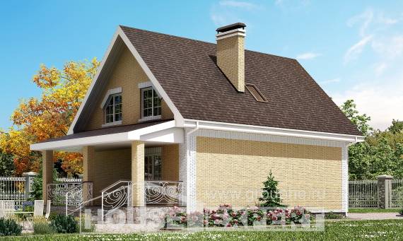 130-004-П Проект двухэтажного дома с мансардой, красивый загородный дом из бризолита Шумиха, House Expert